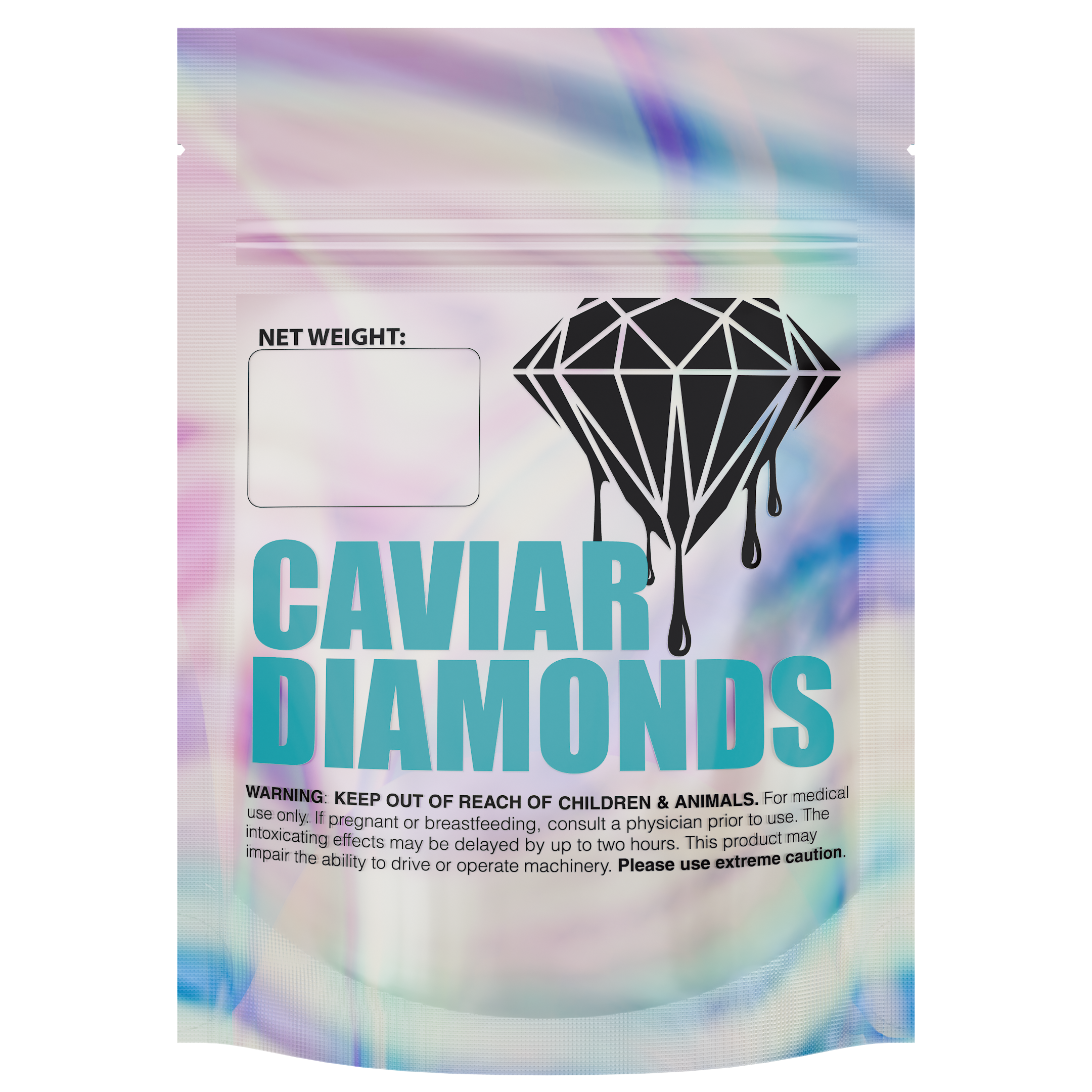 1/8th 3.5g 8th Holographic Caviar Diamonds Designer Custom Printed Mylar Bags (100 qty.) - Dragon Chewer