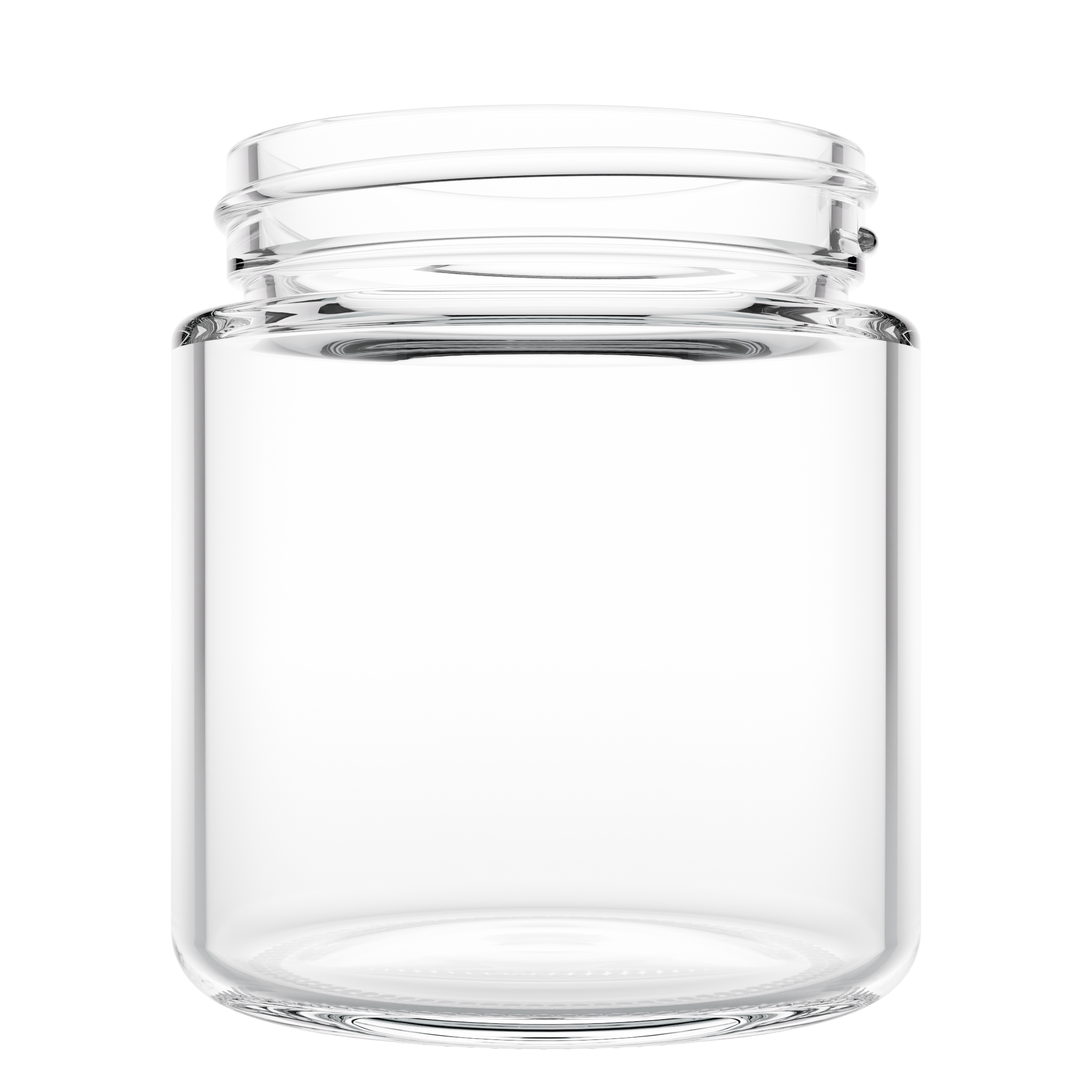 3 Ounce Clear Glass Jar - Child Resistant Black Smooth Cap - (150 qty.)