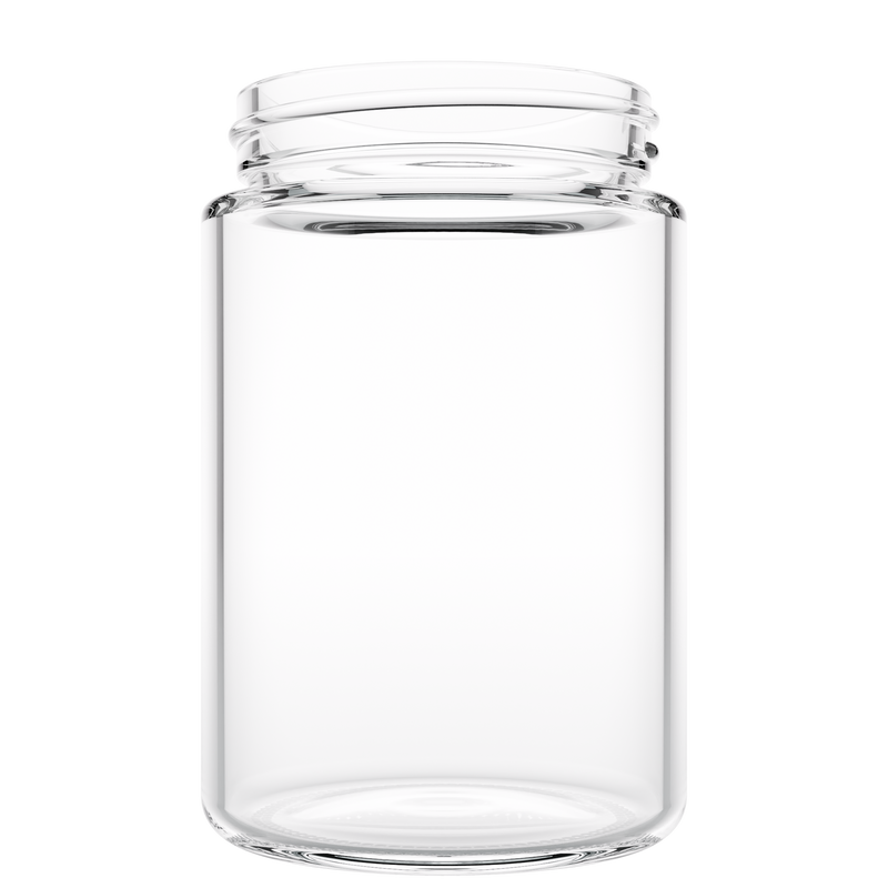 5 Ounce Clear Glass Jar - Child Resistant Black Smooth Cap - (100 qty.)