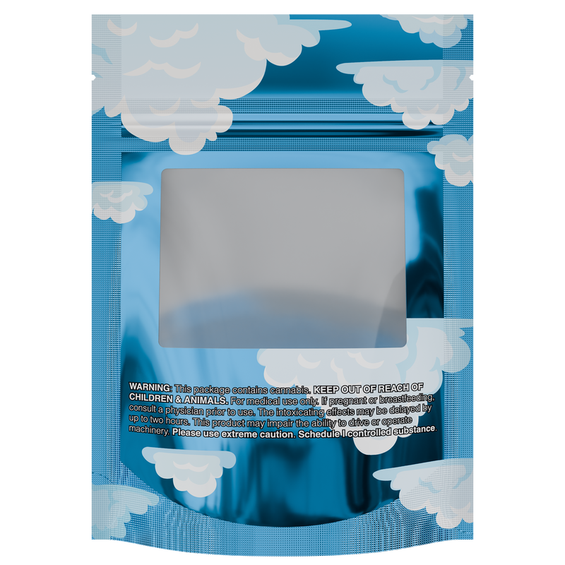 1/8th 3.5g 8th Blue Cali Caviar Holographic Designer Custom Printed Mylar Bags (100 qty.)