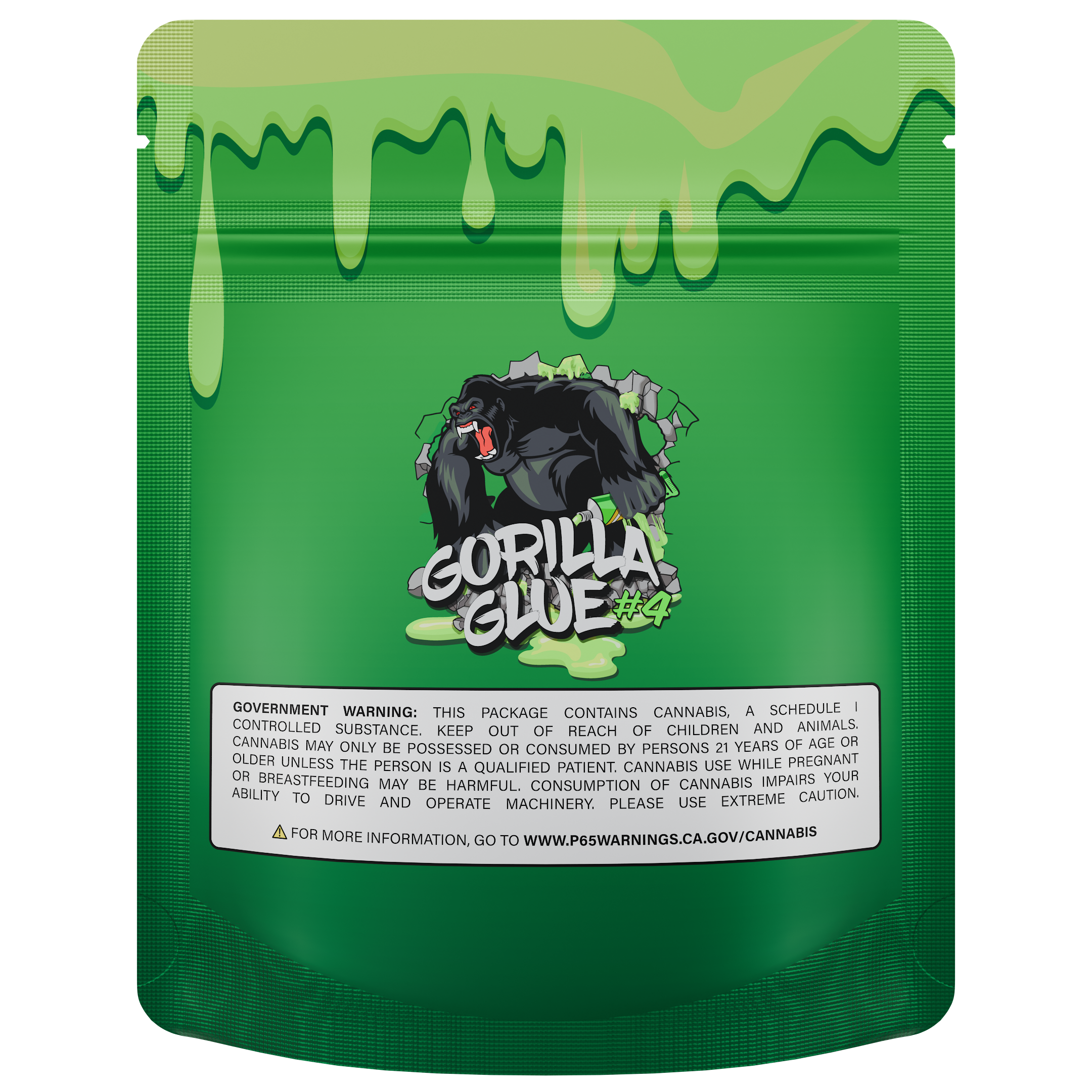 1/8th 3.5g Ounce Gorilla Glue Designer Custom Printed Mylar