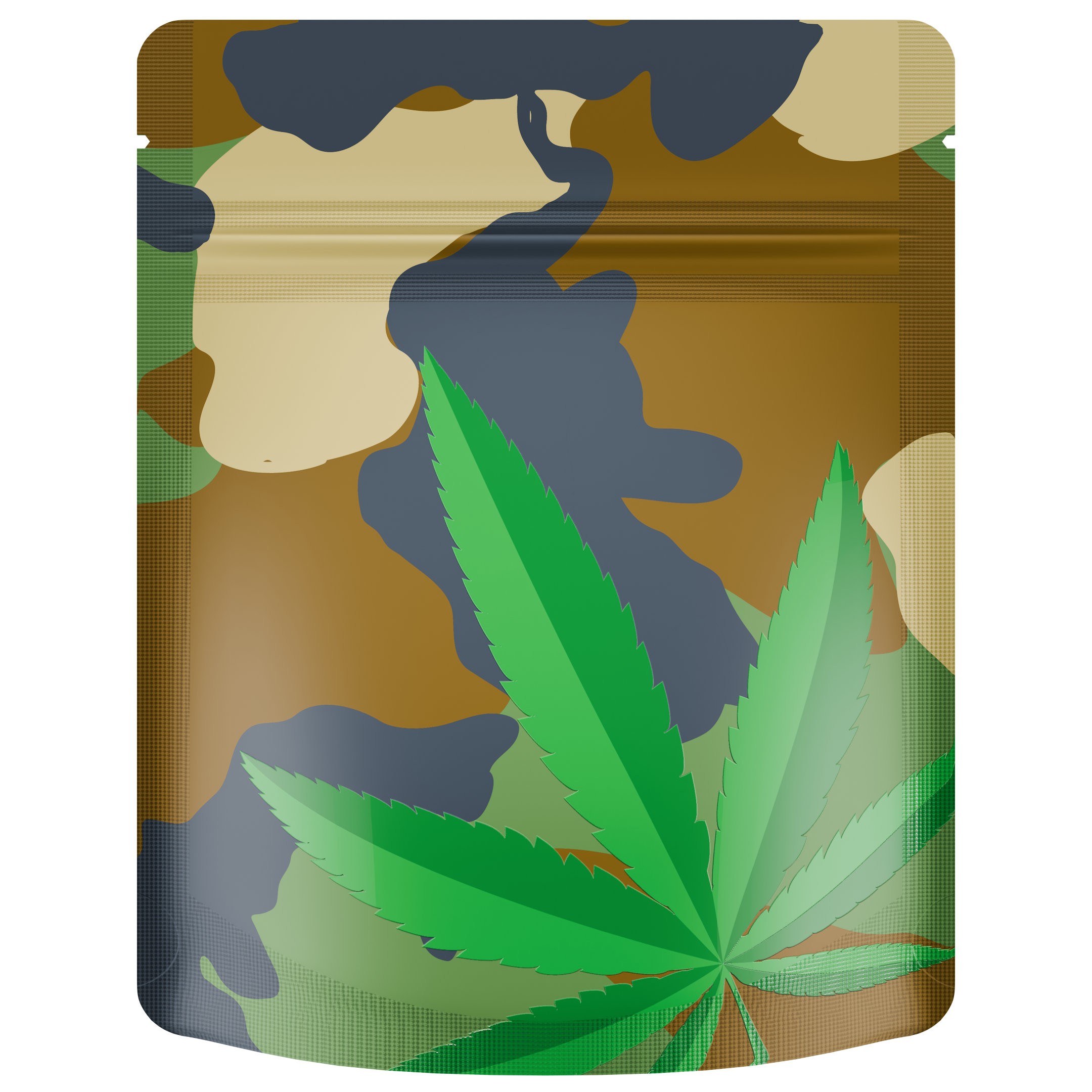 1/8th 3.5g Camo Leaf Designer Custom Printed Mylar Bags (1,000 qty.)