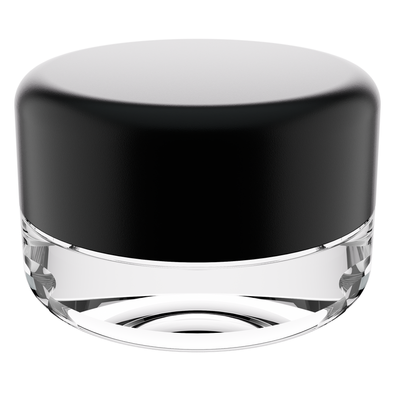 9ML Premium Clear Glass Concentrate Jar - Black Smooth CR Cap (320 qty.)
