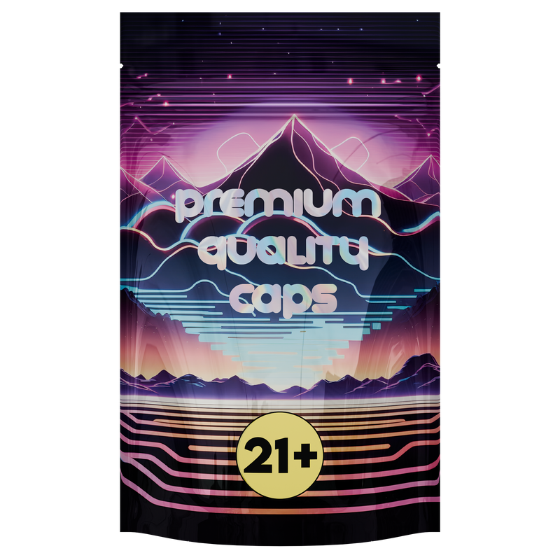 1/4th Ounce Holographic Black Designer Mushroom Custom Printed Mylar Bags (1,000 qty.)
