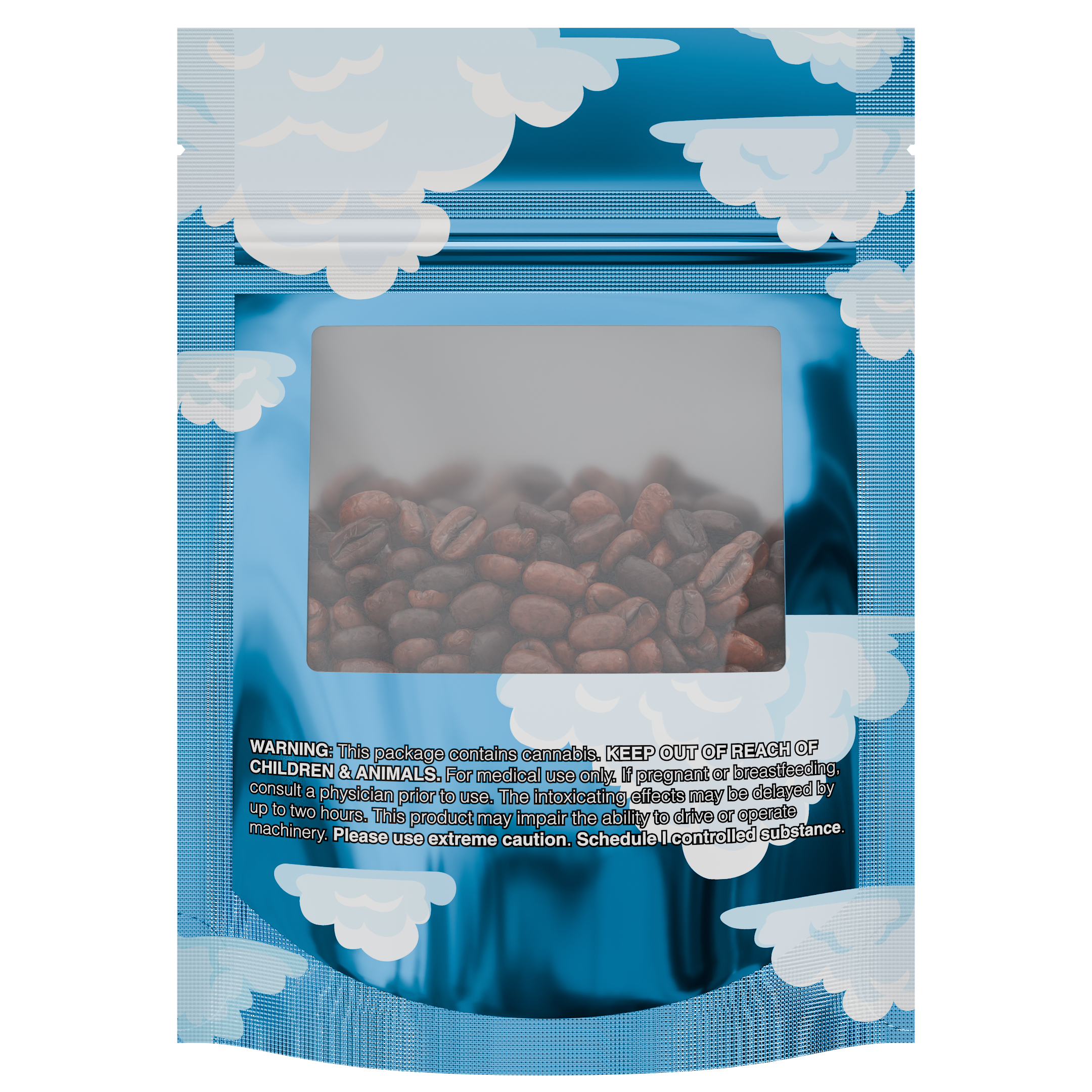 1/8th 3.5g 8th Blue Cali Caviar Holographic Designer Custom Printed Mylar Bags (100 qty.) - Dragon Chewer