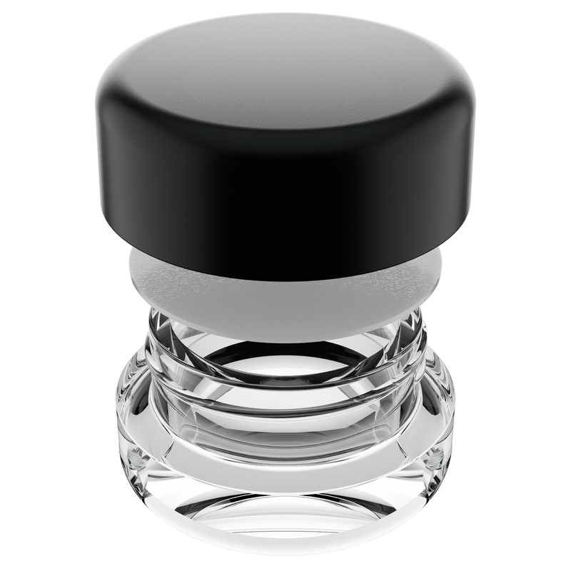 9ML Premium Clear Glass Concentrate Jar - Black Smooth CR Cap (320 qty.)