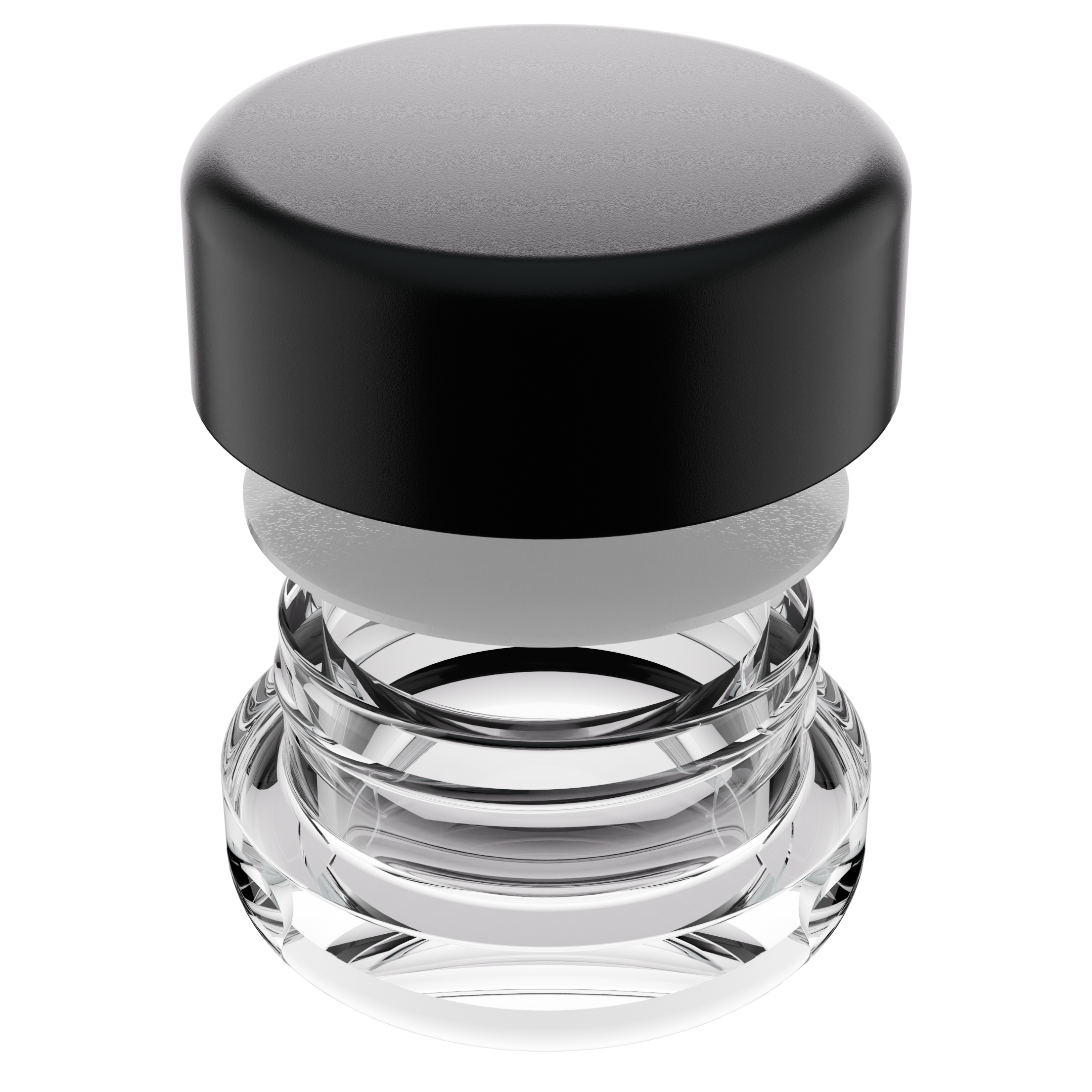 7ML Premium Clear Glass Concentrate Jar - Black Smooth CR Cap (400 qty.)