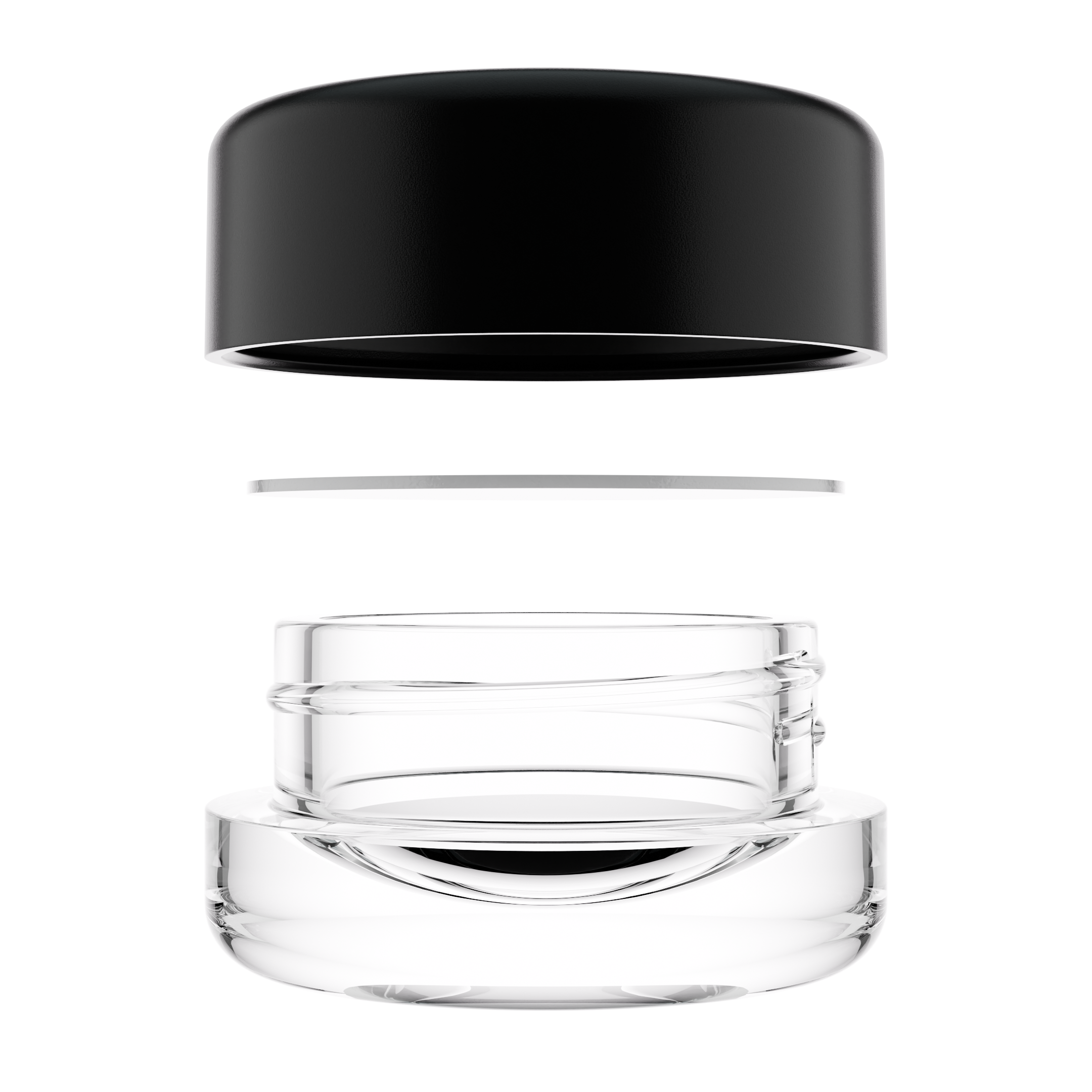 7ML Premium Clear Glass Concentrate Jar - Black Smooth CR Cap (400 qty.)