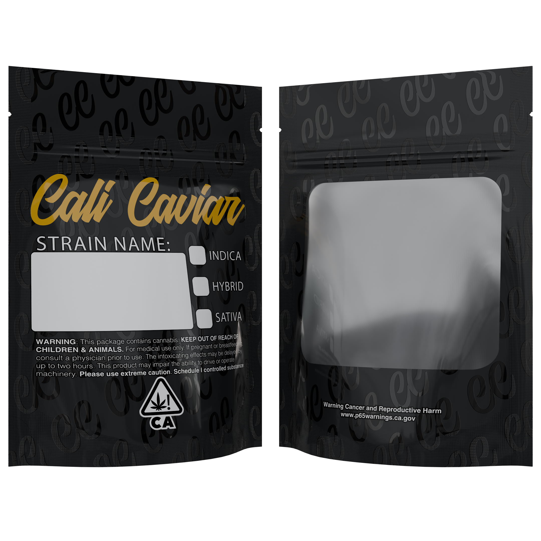 1/8th 3.5g Ounce Cali Caviar Designer Custom Printed Mylar Bags (1,000