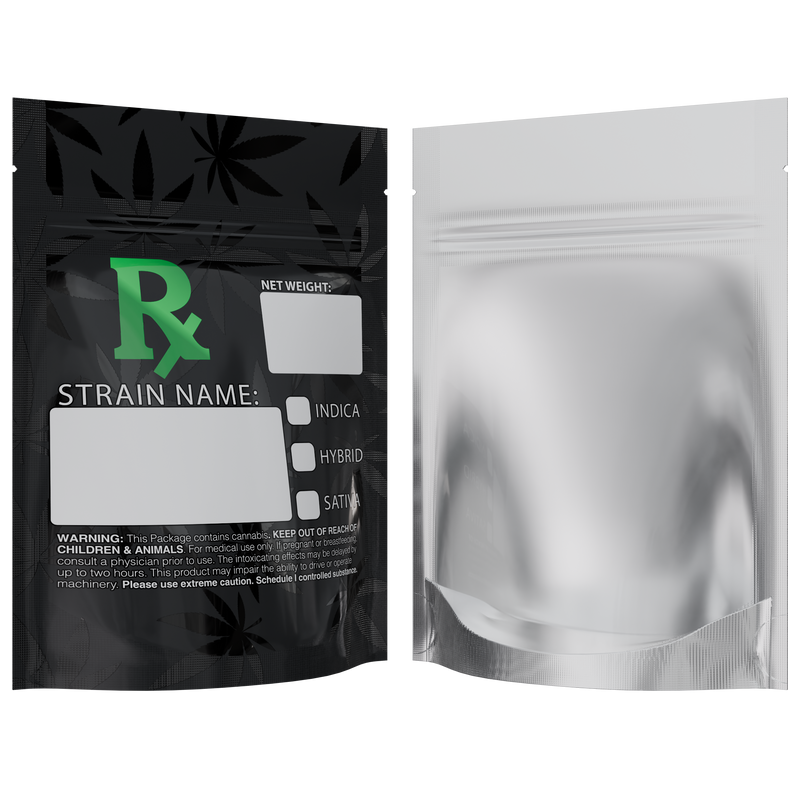 1/8th 3.5g Ounce Green Rx Generic Designer Custom Printed Mylar Bags (100 qty.) - Dragon Chewer