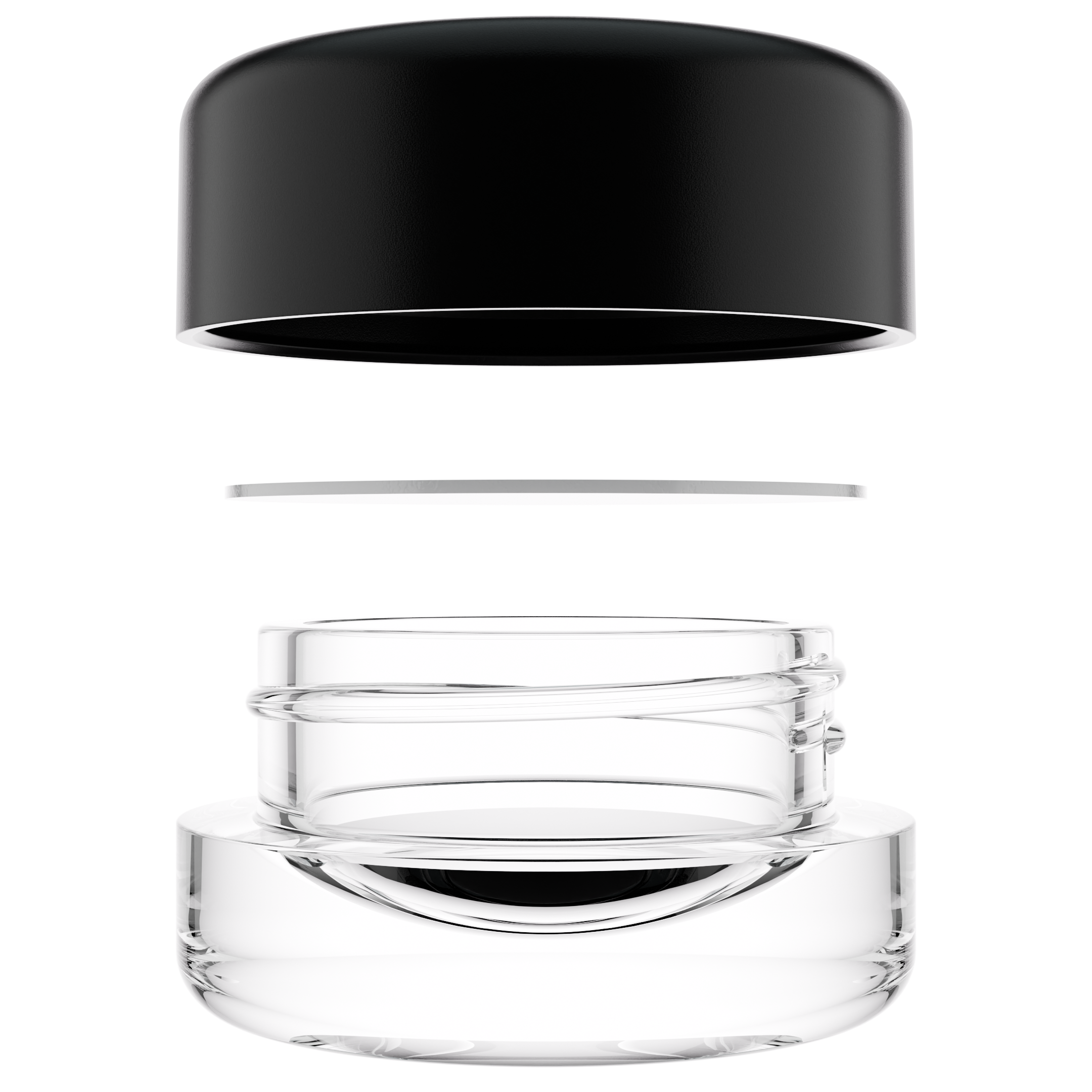 9ML Premium Clear Glass Concentrate Jar - Black Smooth CR Cap (320 qty.)