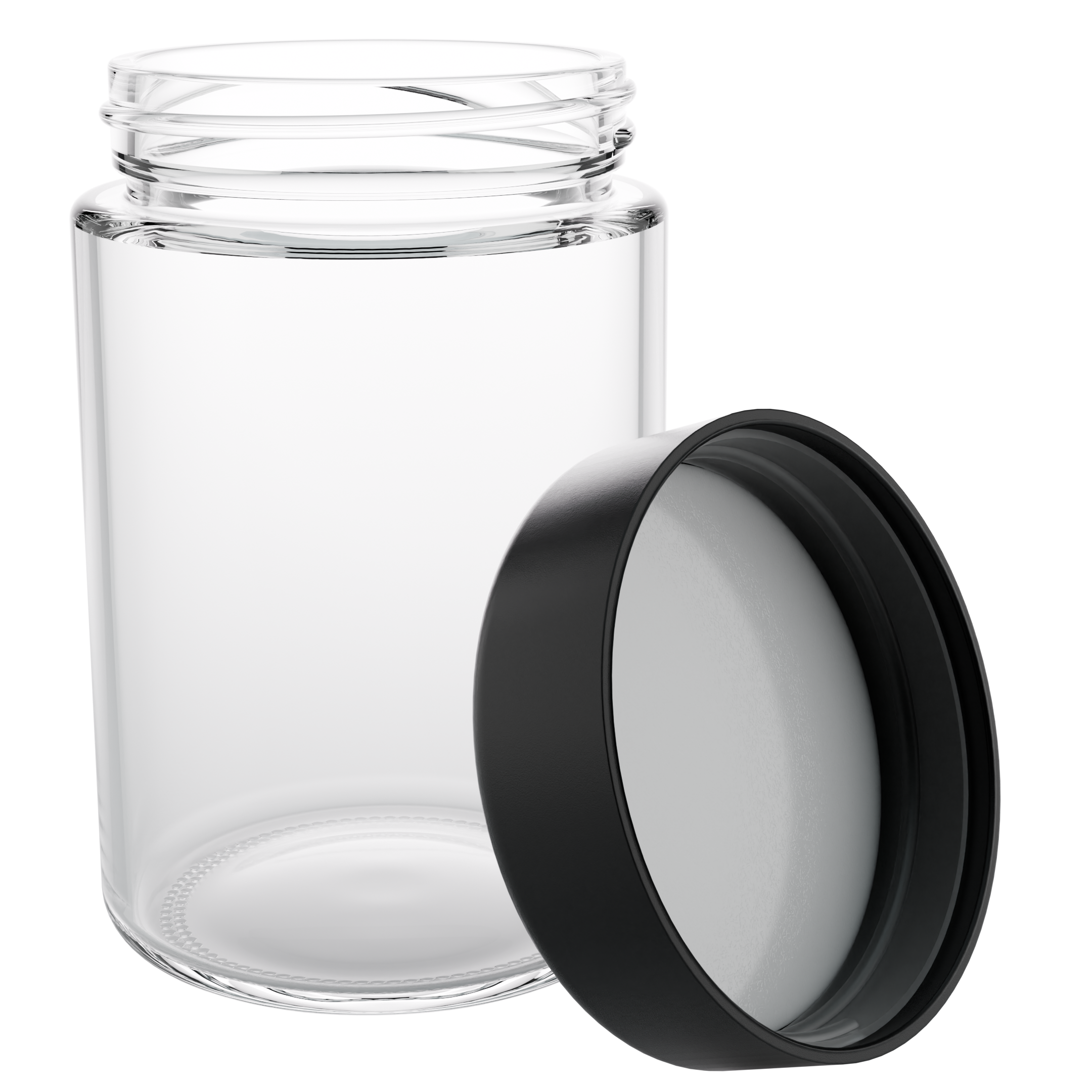 5 Ounce Clear Glass Jar - Child Resistant Black Smooth Cap - (100 qty.) - Dragon Chewer
