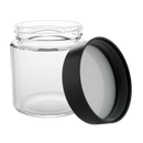 3 Ounce Clear Glass Jar - Child Resistant Black Smooth Cap - (150 qty.)