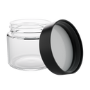 2 Ounce Clear Glass Jar - Child Resistant Black Smooth Cap - (200 qty.)