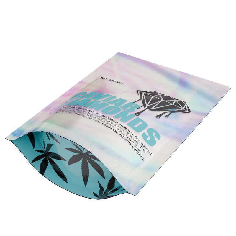 1/8th 3.5g 8th Holographic Caviar Diamonds Designer Custom Printed Mylar Bags (1,000 qty.) - Dragon Chewer