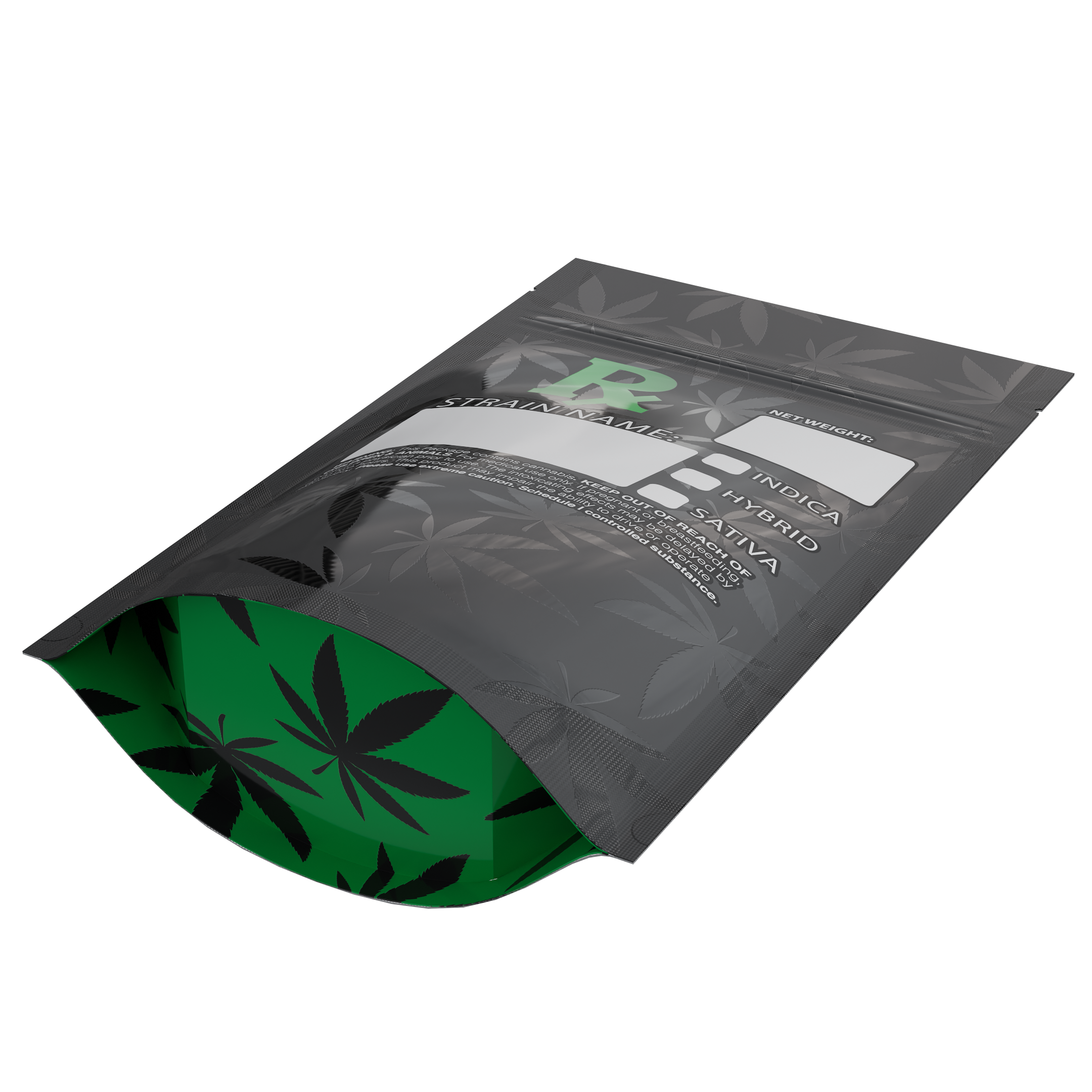 1/4th Ounce Green Rx Generic Designer Custom Printed Mylar Bags (1,000 qty.) - Dragon Chewer