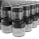2 Ounce Clear Glass Jar - Child Resistant Black Smooth Cap - (200 qty.)