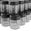 3 Ounce Clear Glass Jar - Child Resistant Black Smooth Cap - (150 qty.)