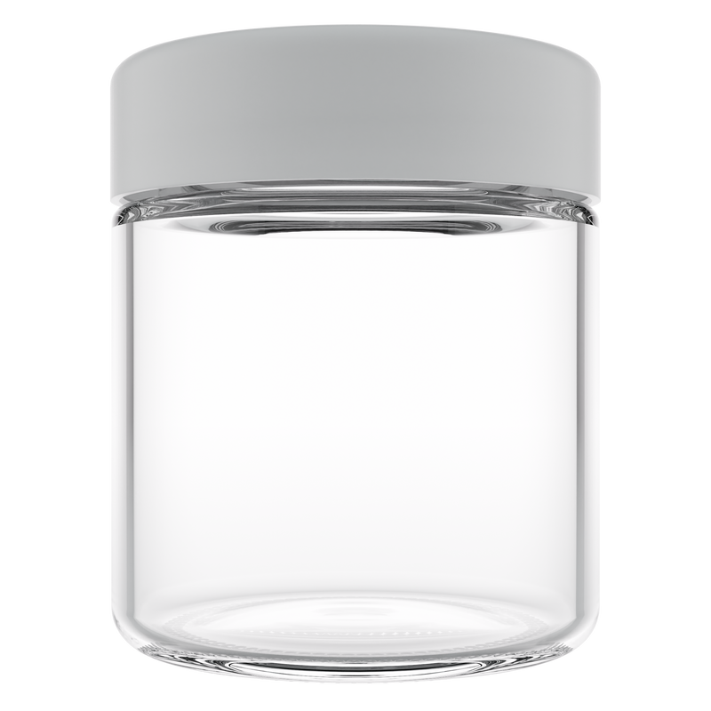 3 Ounce Clear Glass Jar - Child Resistant White Smooth Cap - (150 qty.)