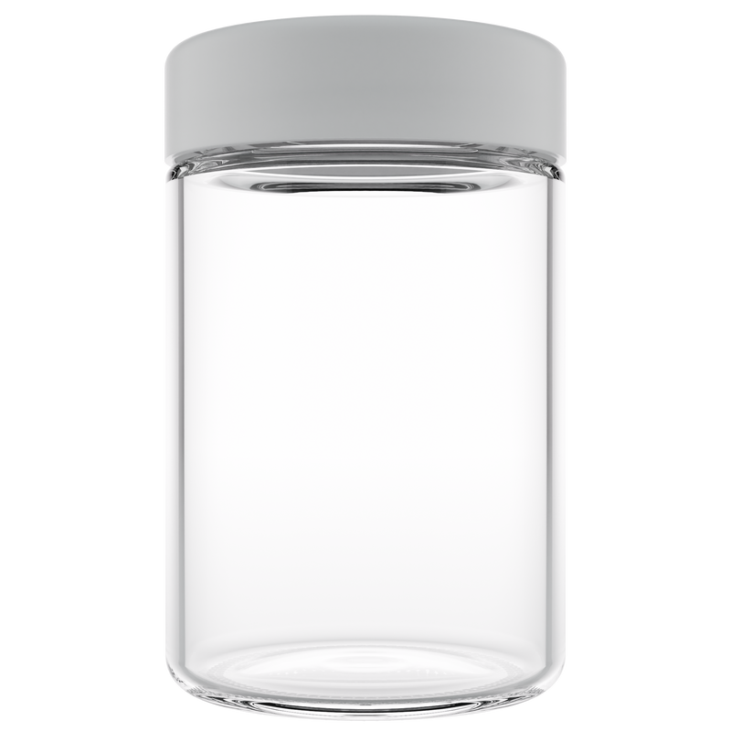 5 Ounce Clear Glass Jar - Child Resistant White Smooth Cap - (100 qty.)