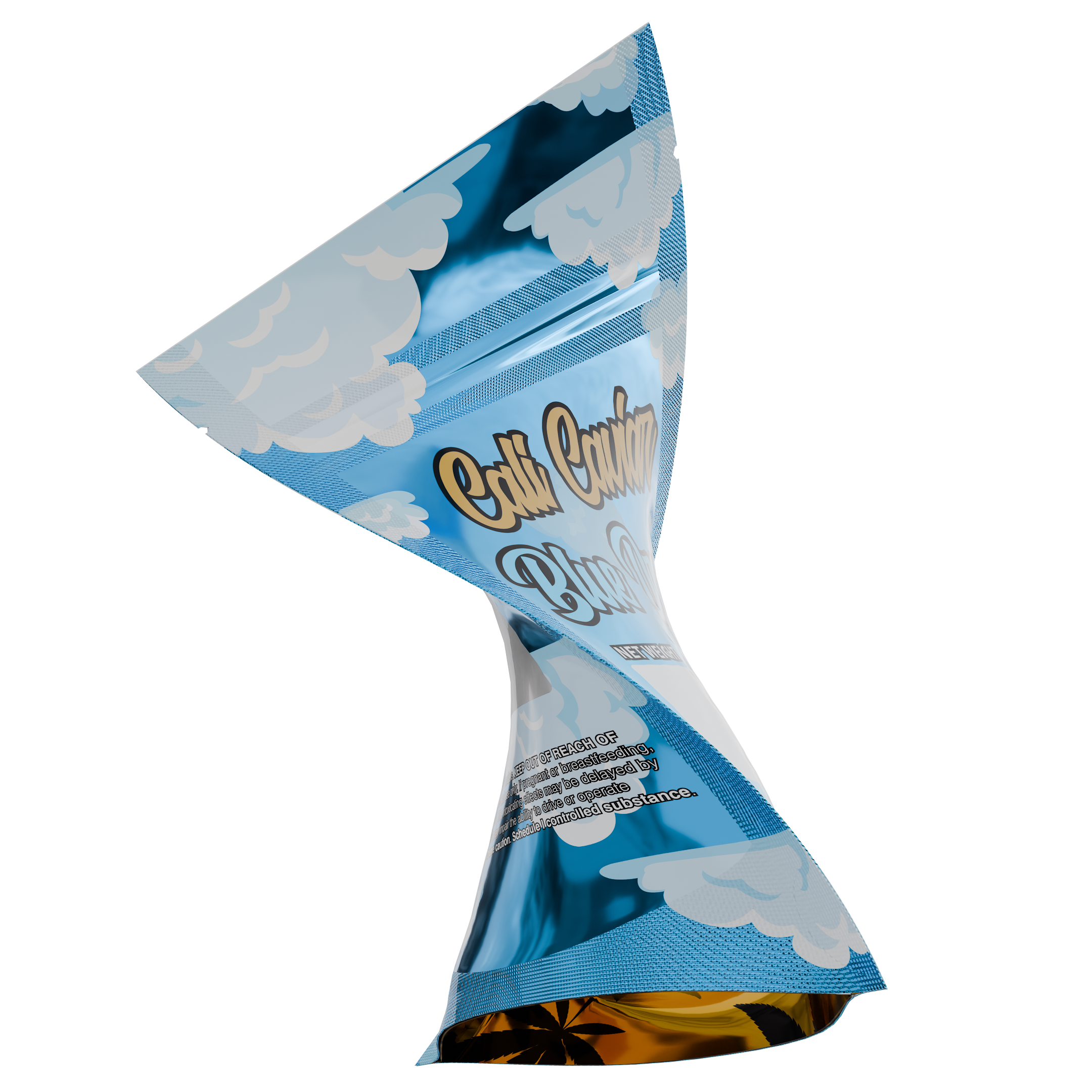 1/8th 3.5g 8th Blue Cali Caviar Holographic Designer Custom Printed Mylar Bags (100 qty.) - Dragon Chewer