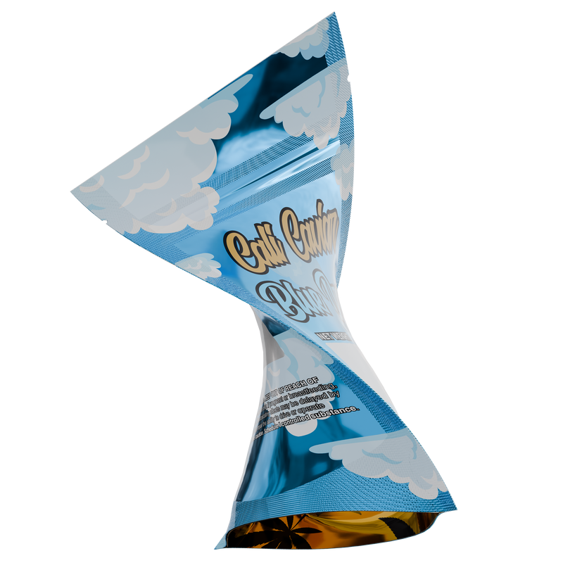 1/8th 3.5g 8th Blue Cali Caviar Holographic Designer Custom Printed Mylar Bags (100 qty.)