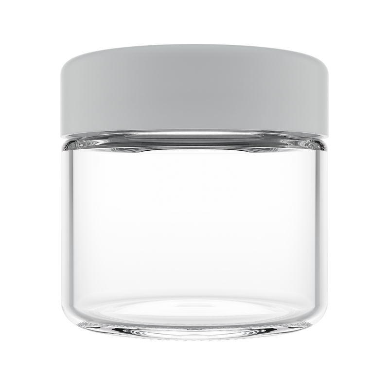 2 Ounce Clear Glass Jar - Child Resistant White Smooth Cap - (200 qty.)
