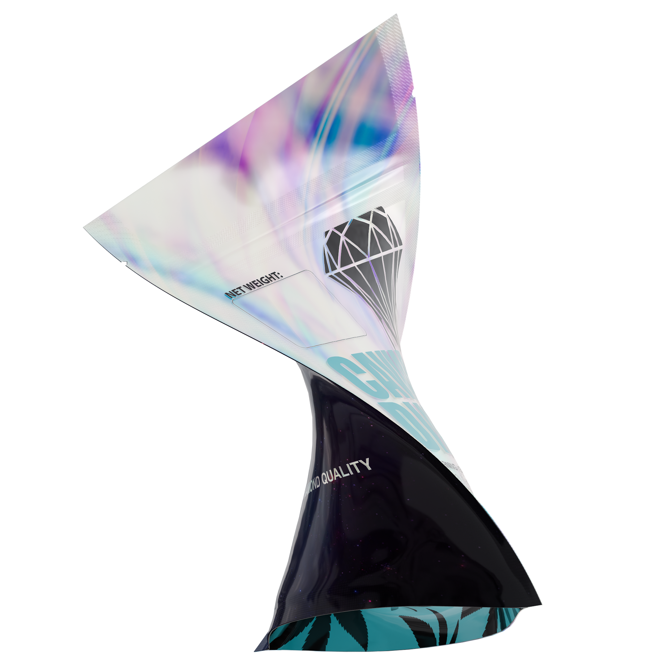 1/8th 3.5g 8th Holographic Caviar Diamonds Designer Custom Printed Mylar Bags (100 qty.) - Dragon Chewer