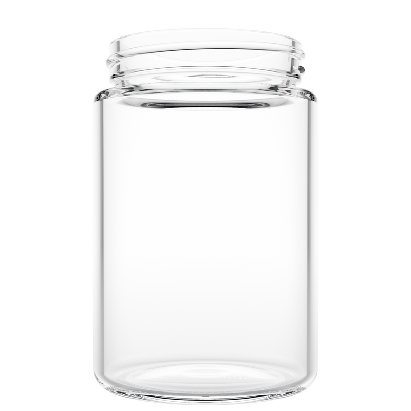 5 Ounce Clear Glass Jar - Child Resistant White Smooth Cap - (100 qty.)