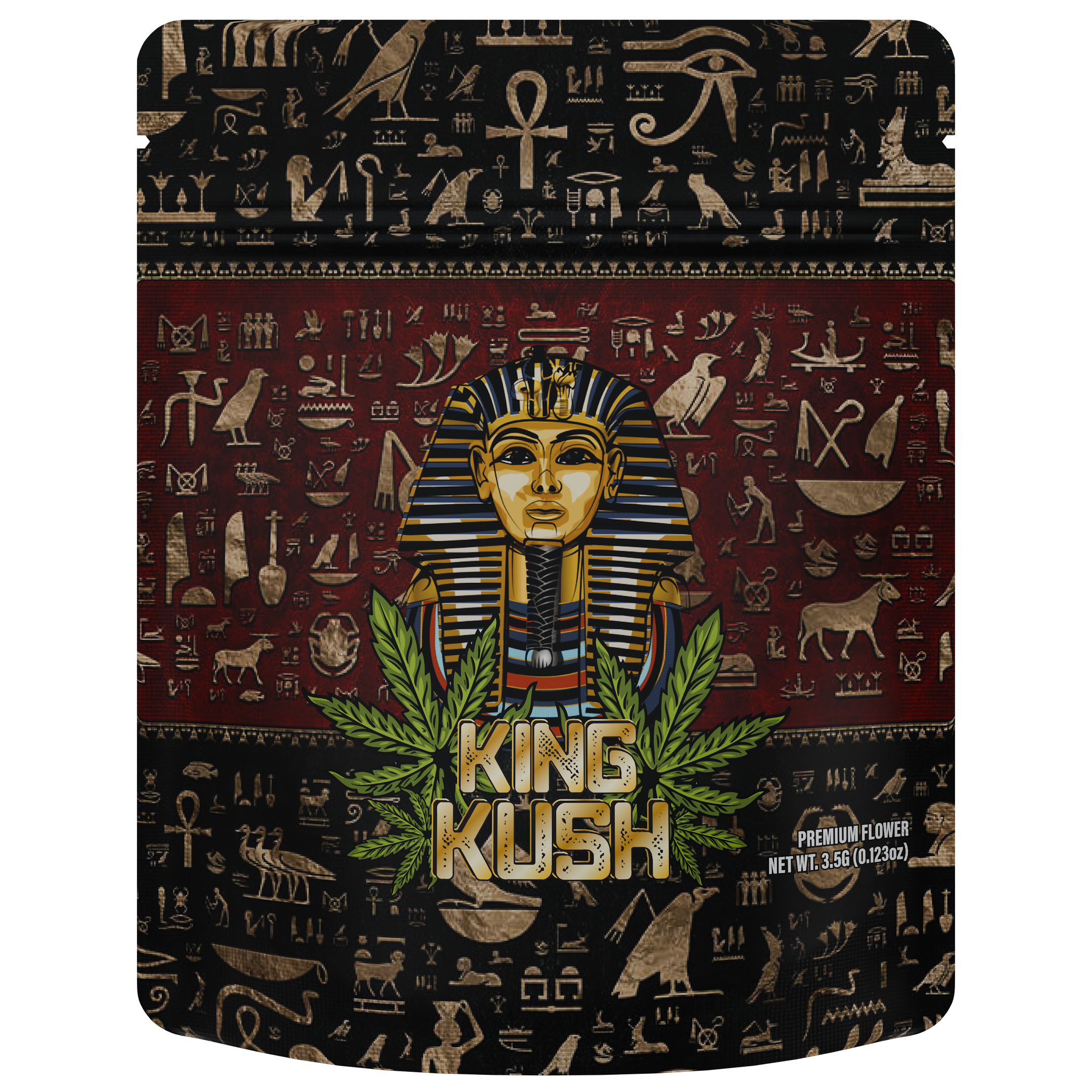 1/8th 3.5g Ounce King Kush Designer Custom Printed Mylar Bags (1,000 qty.)