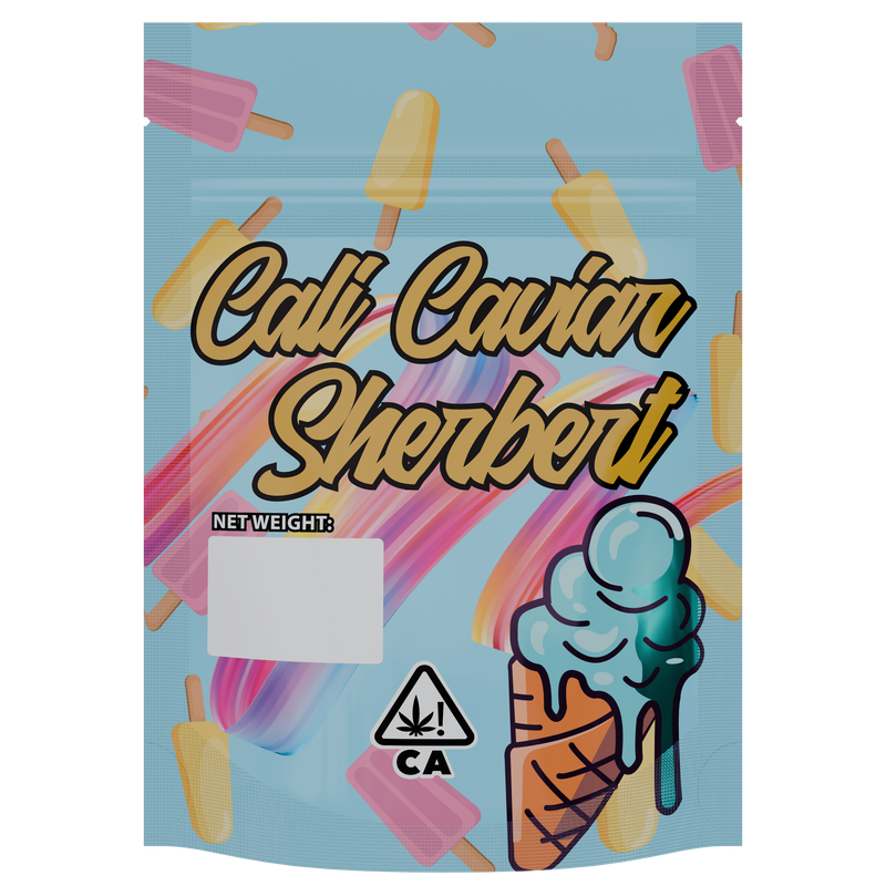 1/8th 3.5g 8th Cali Caviar Sherbet Designer Custom Printed Mylar Bags (1,000 qty.)