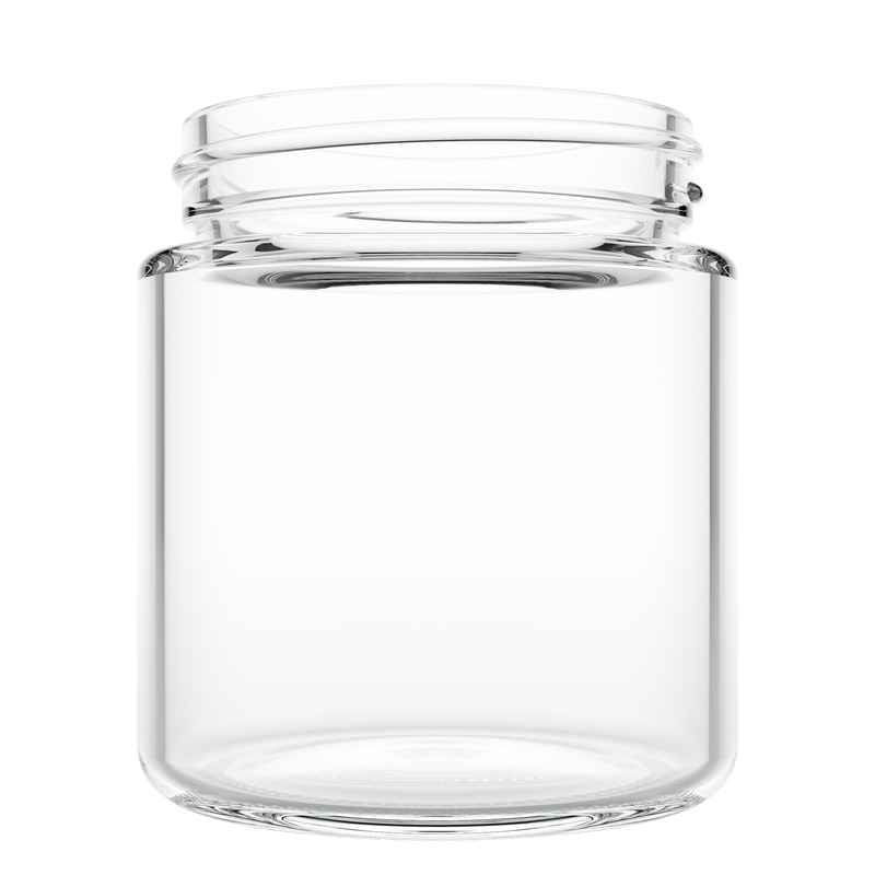 3 Ounce Clear Glass Jar - Child Resistant White Smooth Cap - (150 qty.)