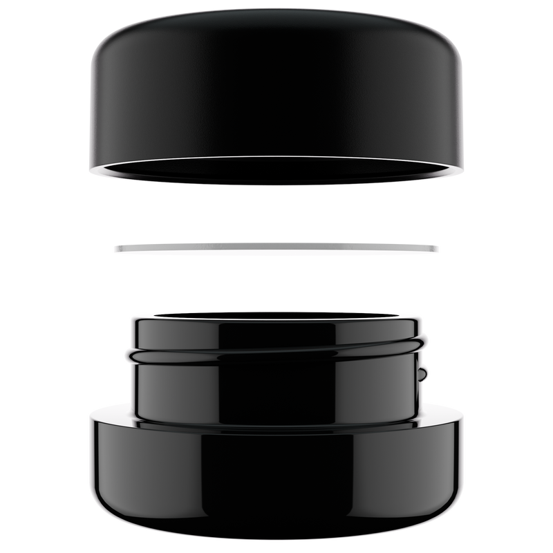 9ML Premium Black Glass Concentrate Jar - Black Smooth CR Cap (320 qty.)