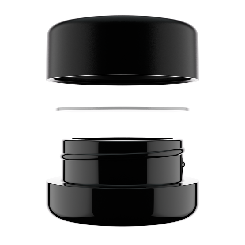 7ML Premium Black Glass Concentrate Jar - Black Smooth CR Cap (400 qty.)