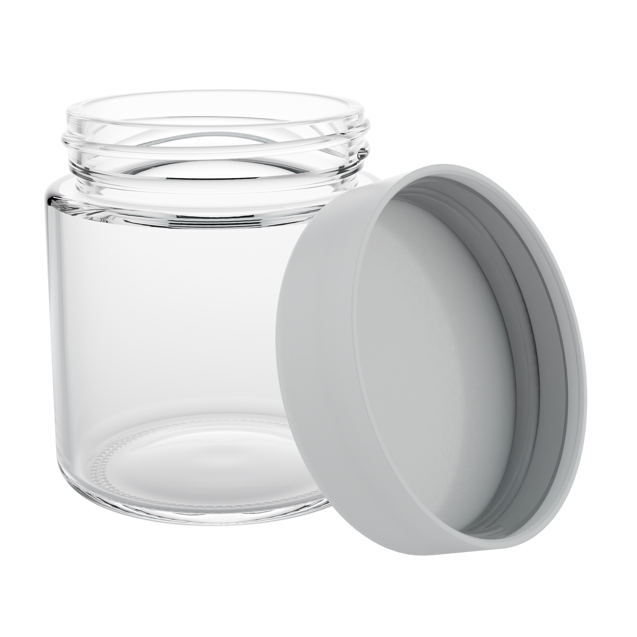 3 Ounce Clear Glass Jar - Child Resistant White Smooth Cap - (150 qty.)