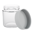 3 Ounce Clear Glass Jar - Child Resistant White Smooth Cap - (150 qty.)