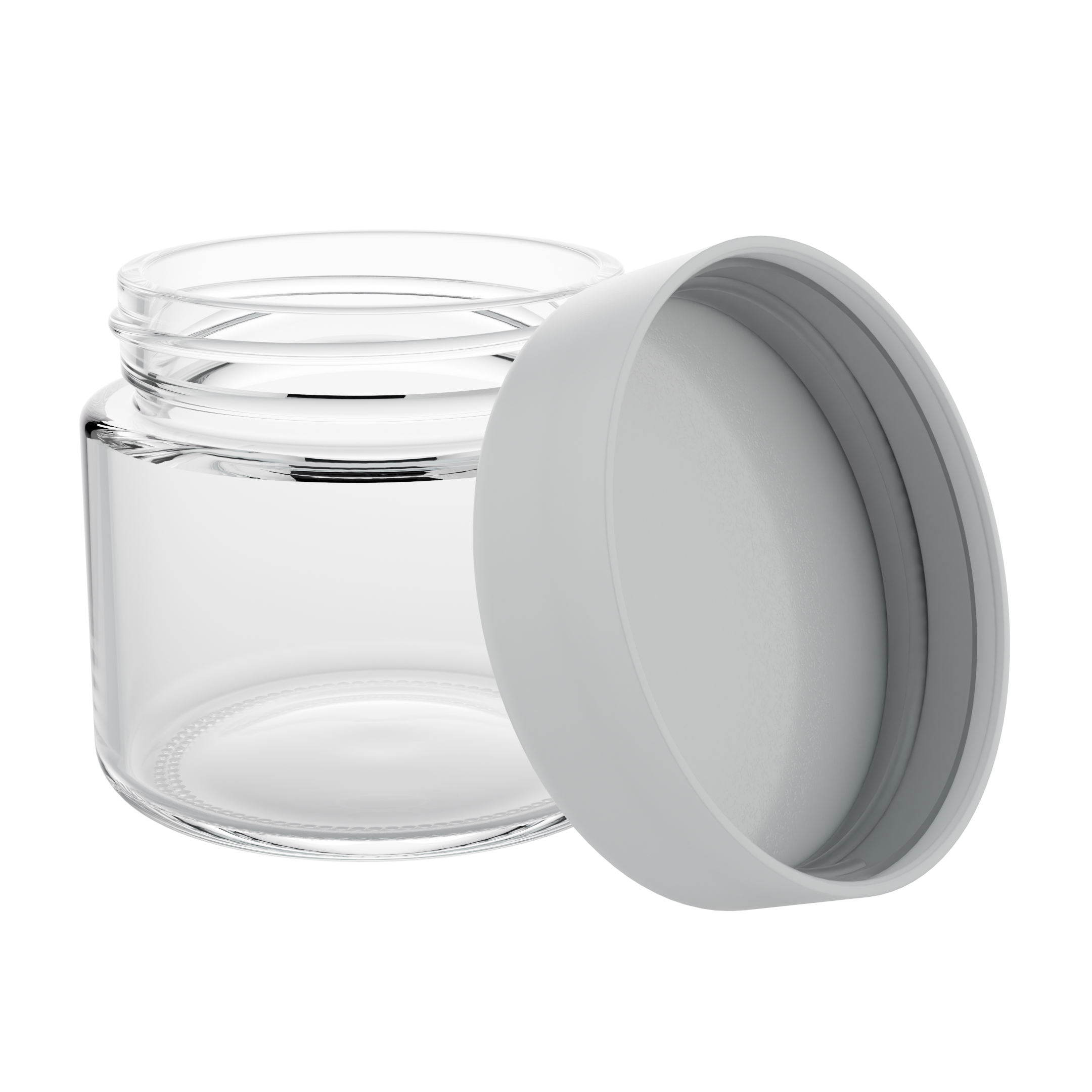 2 Ounce Clear Glass Jar - Child Resistant White Smooth Cap - (200 qty.)