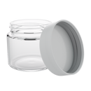 2 Ounce Clear Glass Jar - Child Resistant White Smooth Cap - (200 qty.)