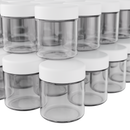 3 Ounce Clear Glass Jar - Child Resistant White Smooth Cap - (150 qty.)
