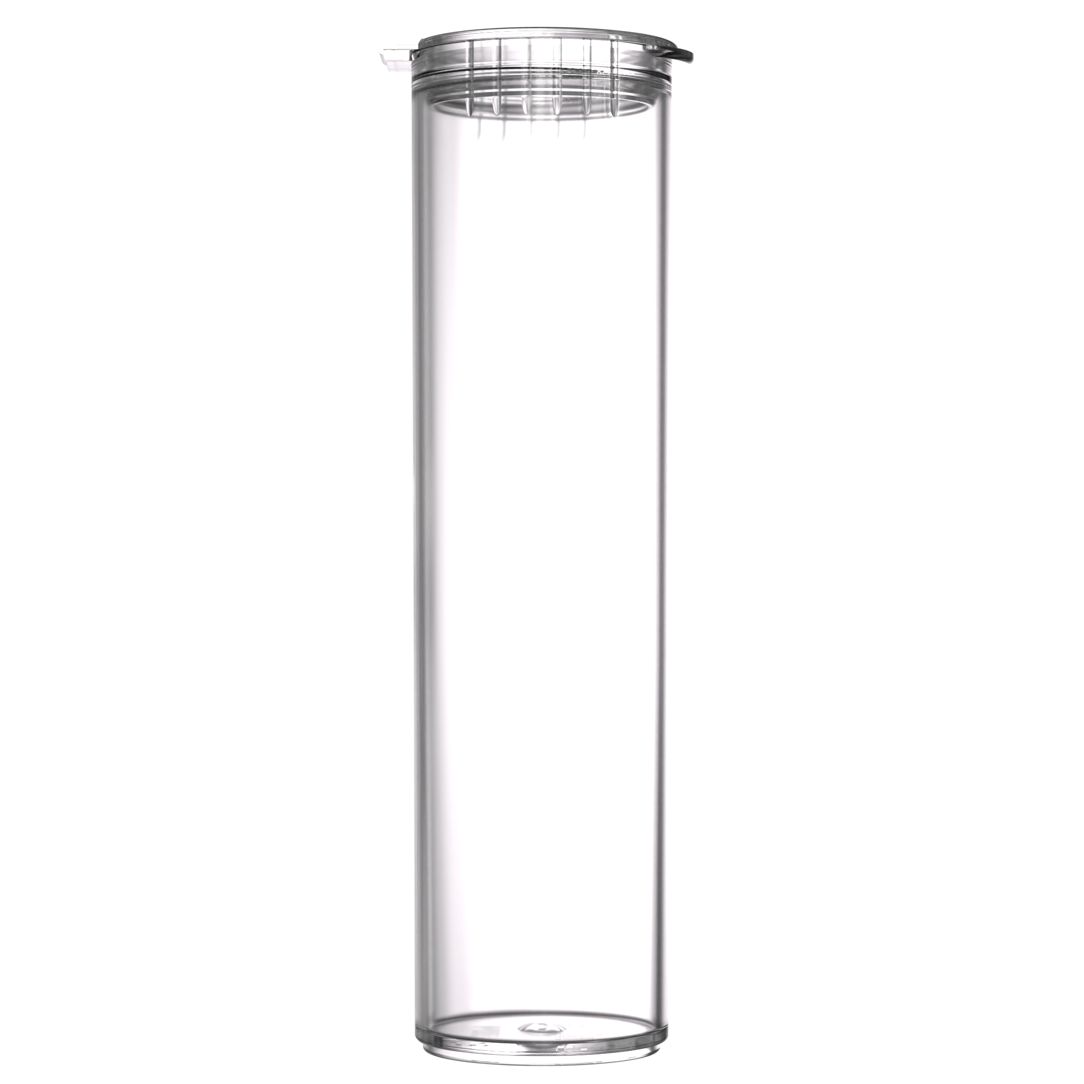 80mm Wide Clear Pop Top Pre Roll Child Resistant Tubes - OPEN LID (600 qty.)