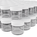 2 Ounce Clear Glass Jar - Child Resistant White Smooth Cap - (200 qty.)