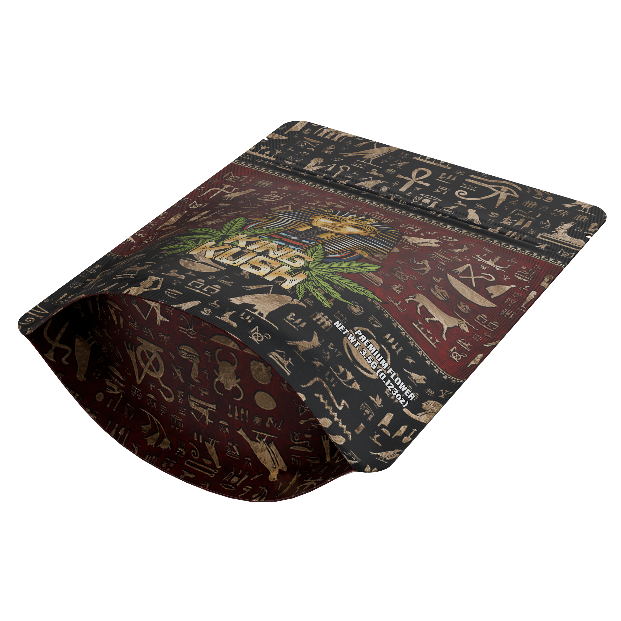 1/8th 3.5g Ounce King Kush Designer Custom Printed Mylar Bags (100 qty.)