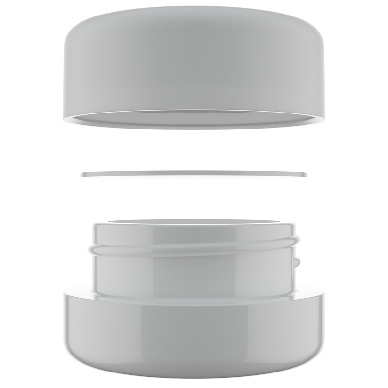 9ML Premium White Glass Concentrate Jar - White Smooth CR Cap (320 qty.)