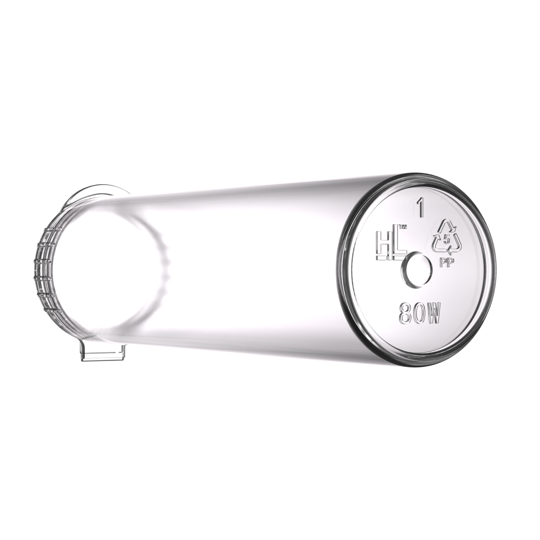 80mm Wide Clear Pop Top Pre Roll Child Resistant Tubes - OPEN LID (600 qty.)