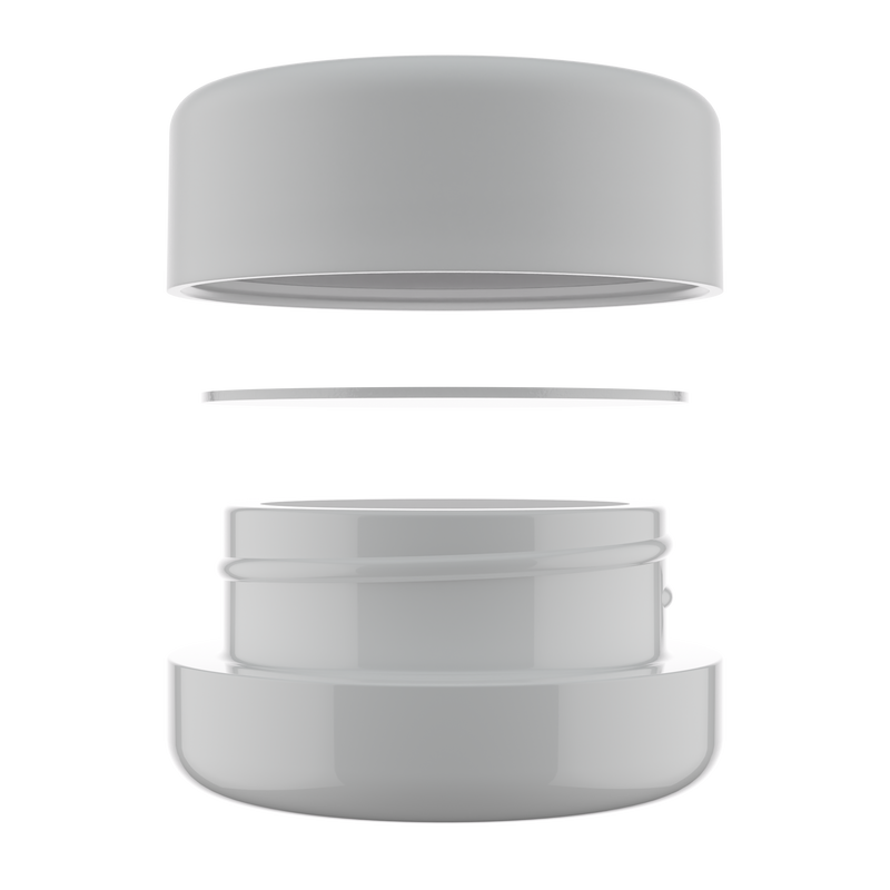 7ML Premium White Glass Concentrate Jar - White Smooth CR Cap (400 qty.)