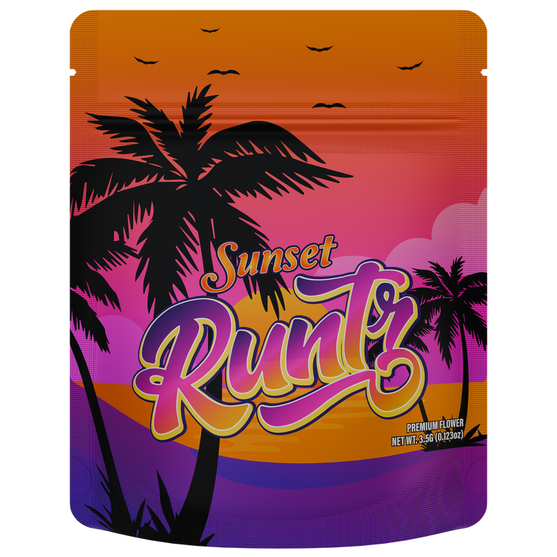 1/8th 3.5g Ounce Sunset Runtz Designer Custom Printed Mylar Bags (100 qty.)