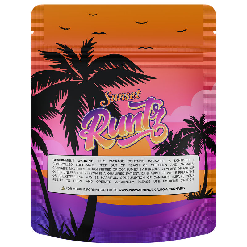 1/8th 3.5g Ounce Sunset Runtz Designer Custom Printed Mylar Bags (100 qty.)