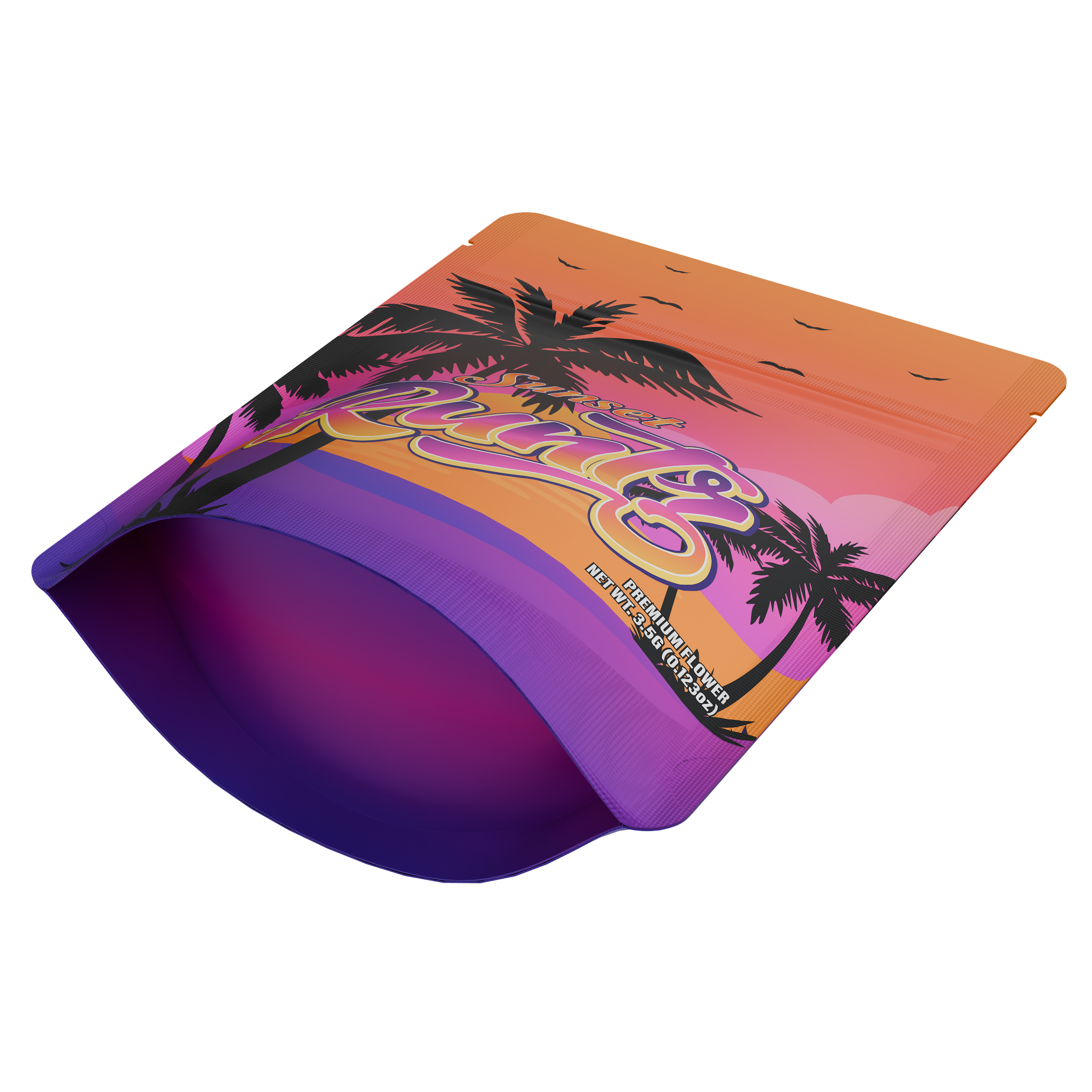 1/8th 3.5g Ounce Sunset Runtz Designer Custom Printed Mylar Bags (100 qty.)