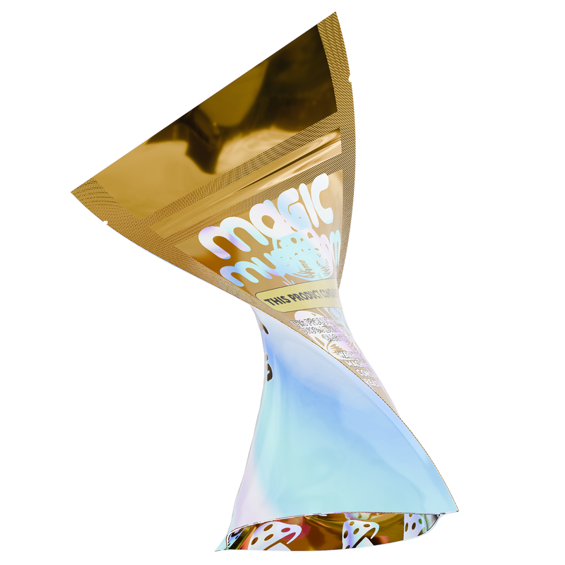 1/8th 3.5g 8th Holographic Burnt Copper Designer Mushroom Custom Printed Mylar Bags (100 qty.)
