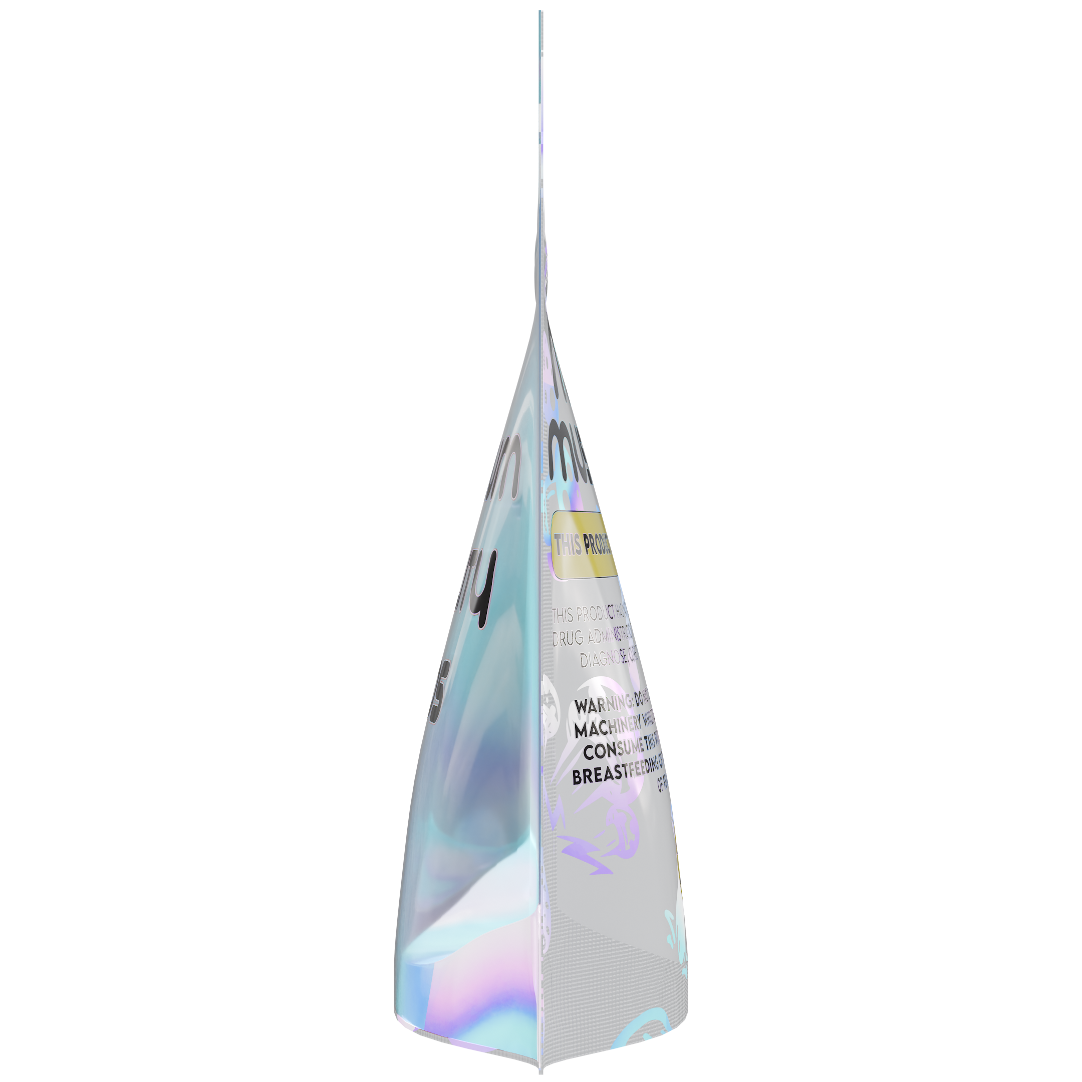 1/8th 3.5g 8th Holographic White Designer Mushroom Custom Printed Mylar Bags (1,000 qty.) - Dragon Chewer